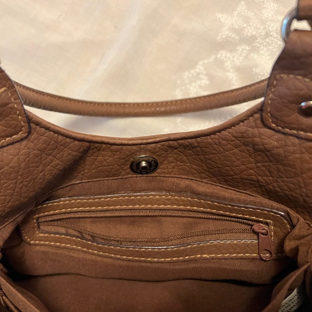 Rosetti New York Woman's Faux Leather double handle shoulder bag. Textured Brown - Picture 6 of 10